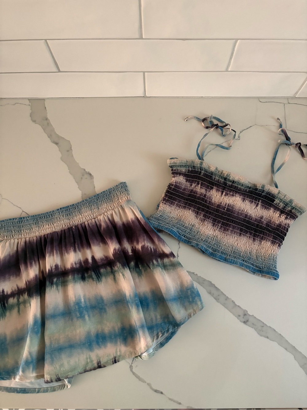 PQ Blue Teal Purple Tie-Dye Kids Matching Set